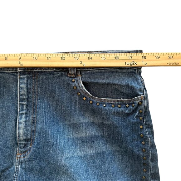 Lauren Jeans Co Ralph Lauren Womens Studded Flare Denim Jeans Size 14 (36x28) - Picture 6 of 13
